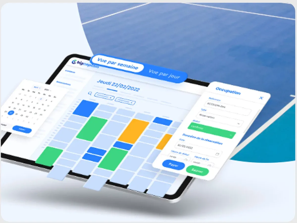 Online booking interface for the padel courts